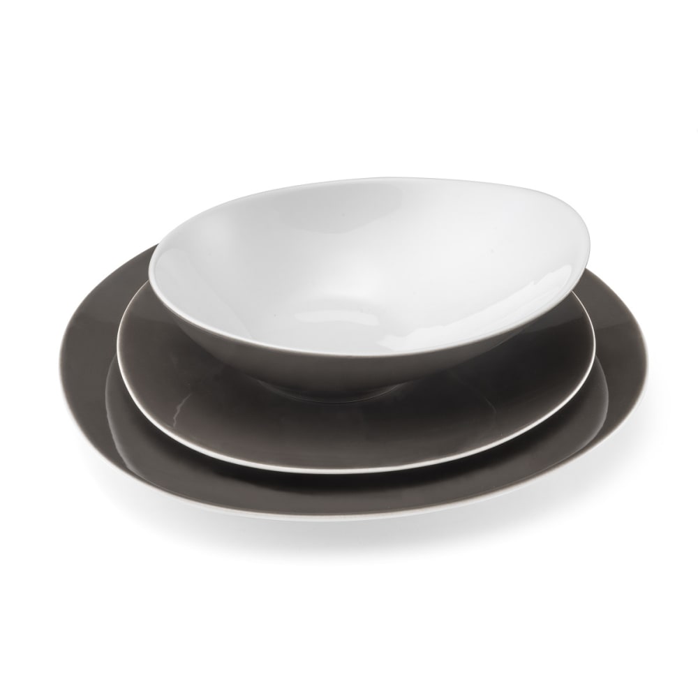 Service de vaisselle 18 pièces en Porcelaine Taupe