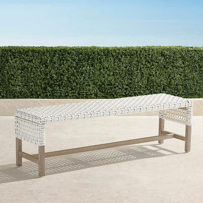 Isola Dining Bench in Weathered Teak & Washed White Wicker - Frontgate