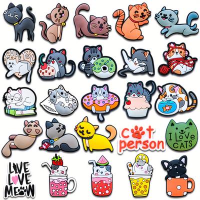 25pcs Cute Cat Series Shoe Charms For Clogs, Sandals, Wristbands, Bracelets, Cartoon Pet Shoe Decoration Charms For Men And Women, Party Gifts