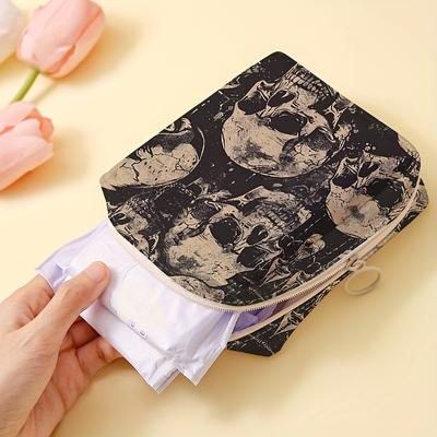 TEMU 1pc, Skull Pattern Portable Sanitary Pad Organizer , Bag, -