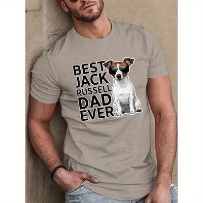 TEMU Best Jack Russell Dad Ever Print Tee Shirt, Tees For Men, Casual Short Sleeve T-shirt For Summer