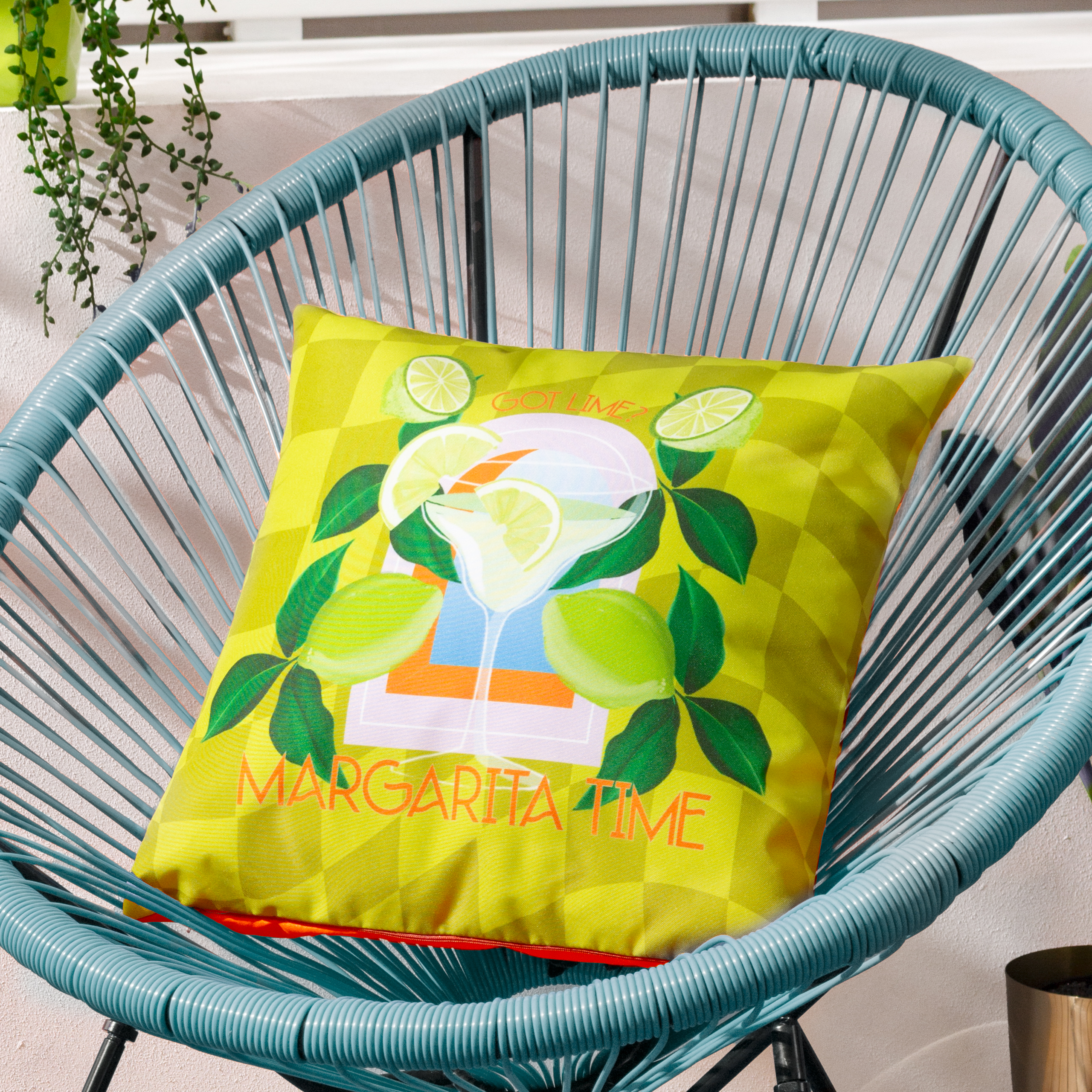 furn. Margarita Abstract Outdoor Cushion Cover - Lime Green - Size 43 cm x 43 cm | furn. Sale | Discount Designer Brands