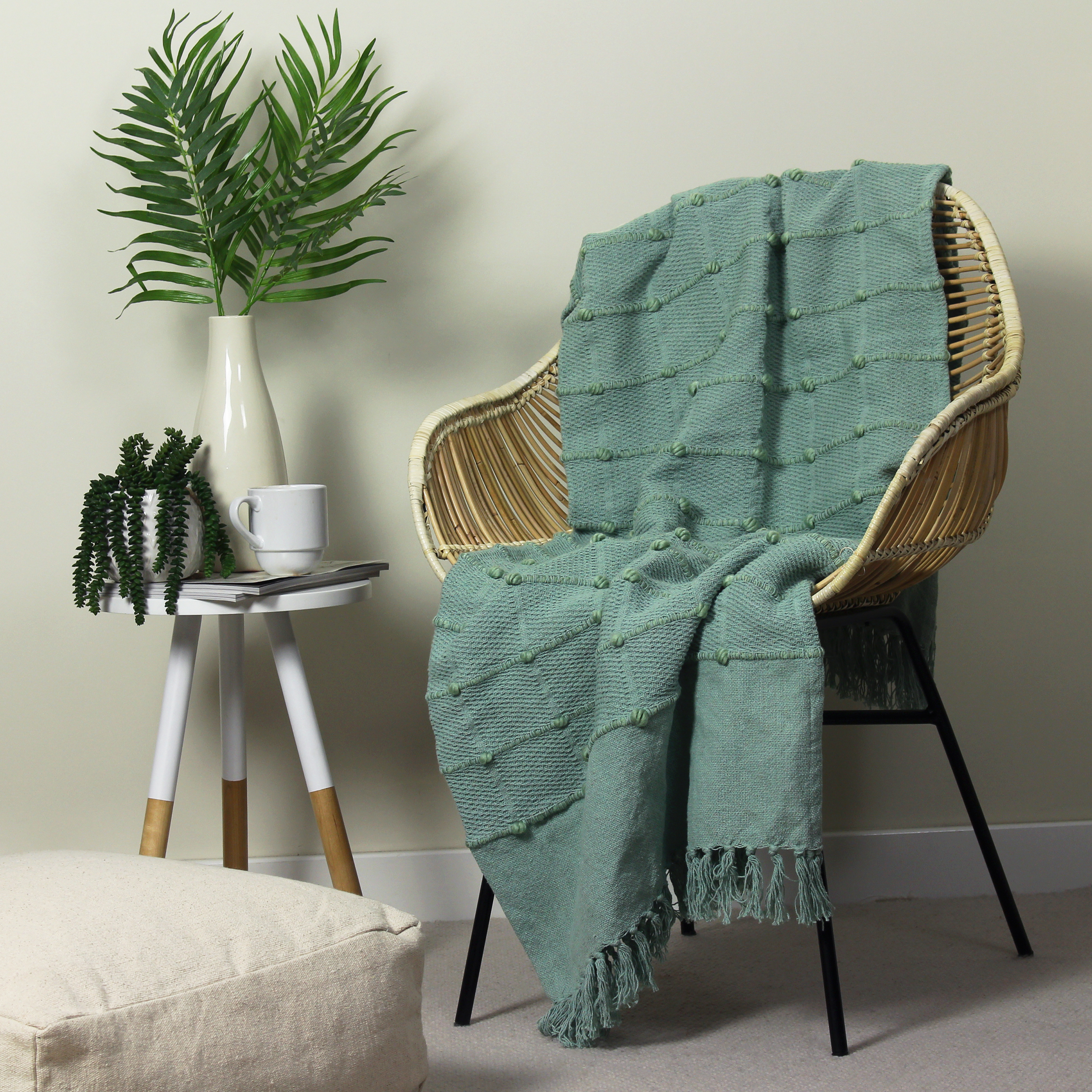 furn. Motti Throw Seafoam - Green Cotton - Size 140 cm x 180 cm | furn. Sale | Discount Designer Brands