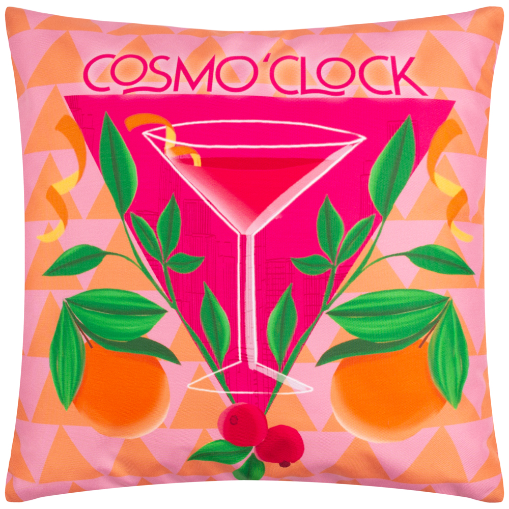 furn. Cosmo O' Clock Abstract Outdoor Filled Cushion - Pink - Size 43 cm x 43 cm | furn. Sale | Discount Designer Brands