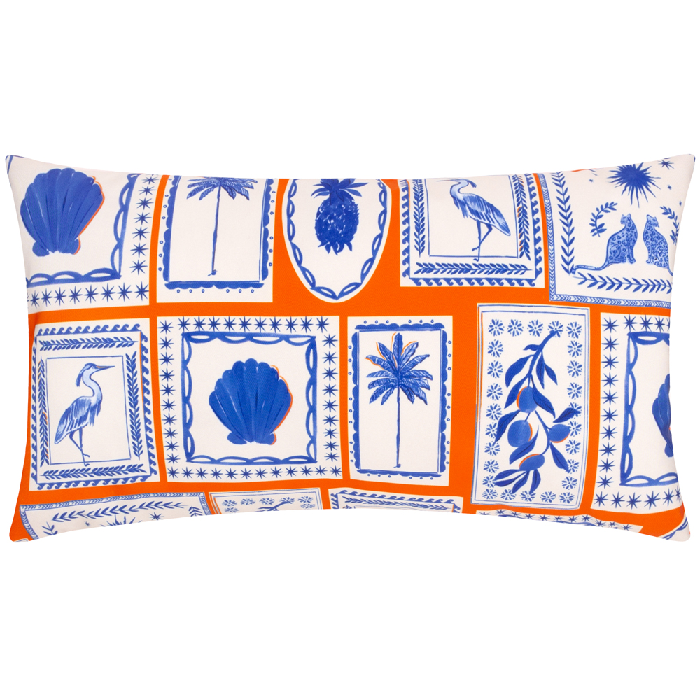 furn. Frieze Abstract Outdoor Cushion Cover - Blue - Size 30 cm x 50 cm | furn. Sale | Discount Designer Brands