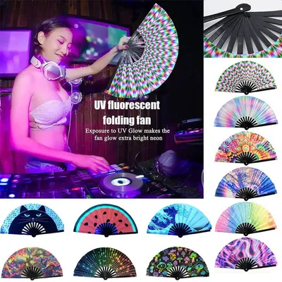 Gradient Colorful Reflective Foldable Fan Magic Soft 33cm Large Cloth Dance Photography Kung Fu Fan