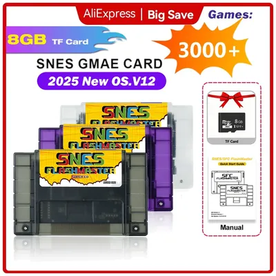 3000 in 1 Game Card V1 With 8GB TF Card Game Cartridge For Nintendo US Version SNES SFC Super