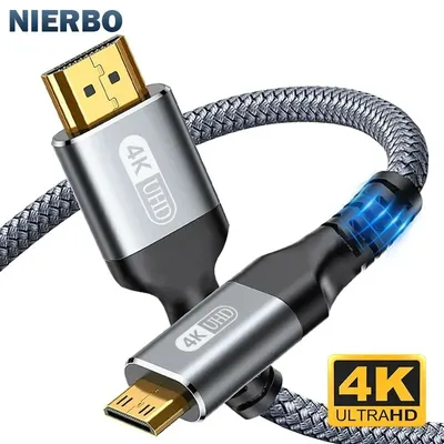 NIERBO Mini HDMI to HDMI Cable HD 4K 60Hz High-Speed Braided HDMI-compatible Cable Bi-Directional
