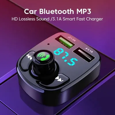 LED MP3 Car Bluetooth FM Audio Receiver Hands-Free Bluetooth 5.0 Transmitter 2.1A 3.1A QC3.0 PD Type