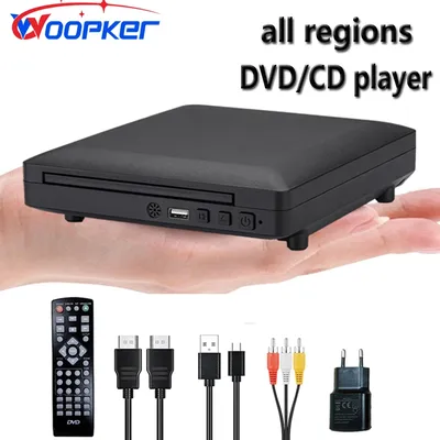 Woopker Mini HD DVD Player HDMI and RCA cable 1080p built-in PAL/NTSC in all areas USB 2.0 home CD player Breakpoint Memory