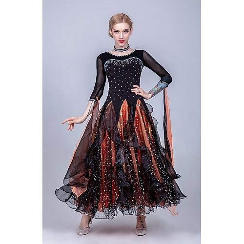 Für den Ballsaal Kleid Kombination Kristalle / Strass Pailetten Damen Ausbildung Leistung 3/4-Ärmel Tüll Eis-Seide Image