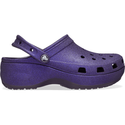 Crocs Dark Iris Women's Classic Platform Glitter Clog Shoes