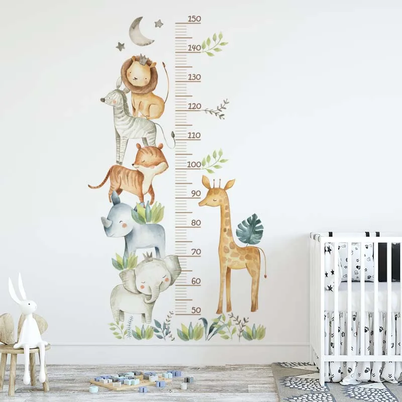 3pc Cartoon Tierhöhe Lineal Wanda uf kleber für wasserdichte abnehmbare PVC-Kinderzimmer Kindergarten Heim dekoration Image