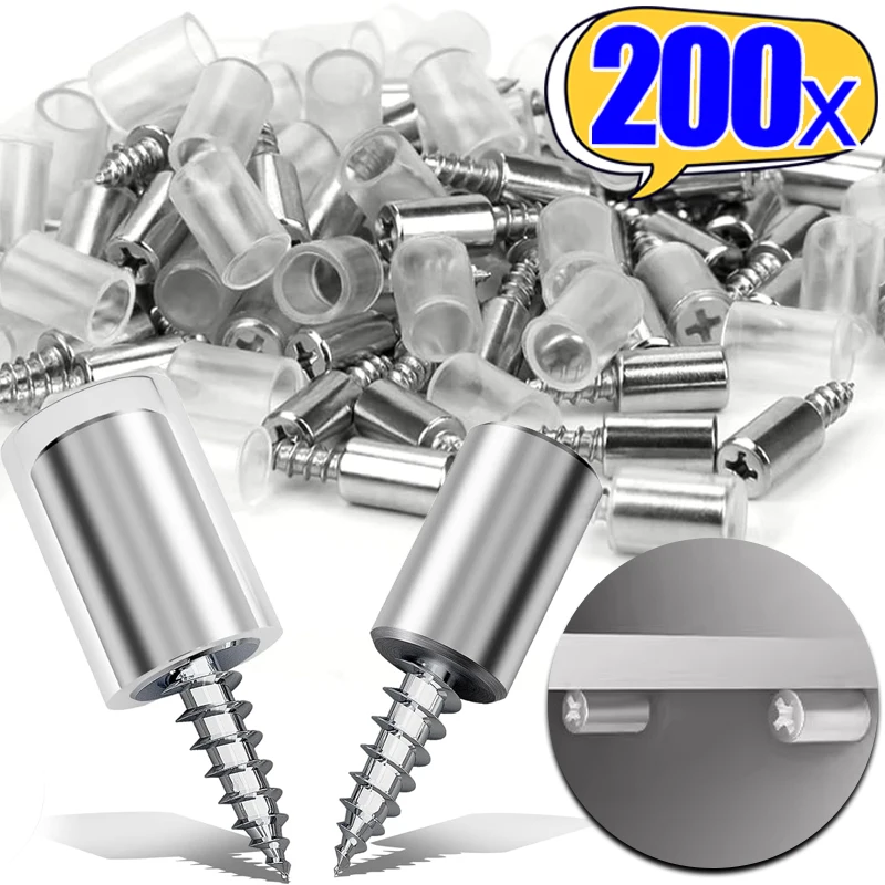 200 x selbstschneidende Schrauben, Schrank-Regalhalterung, Laminat-Unterstützung mit Gummihülse, rutschfeste Schicht, Glasplattenhalter, feste Schraube