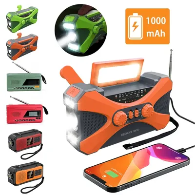 10000mAh Portable Hand Crank Radio Solar USB AM/FM/NOAA Weather Radio Emergency Radio with Phone