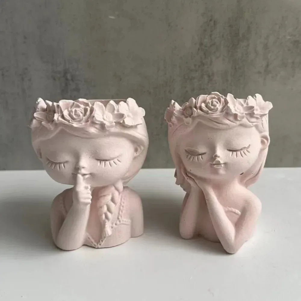 La Belle au bois dormant en Pot Silicone moule Vase guirlande fille Pot de fleur gypse résine époxy goutte moule bricolage à la main décor à la maison cadeau