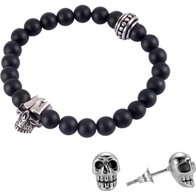 Schmuckset FIRETTI "Mulitpack Schmuck Geschenk Edelstahl Armband Paar Ohrstecker", schwarz (antikfarben, schwarz, schwar