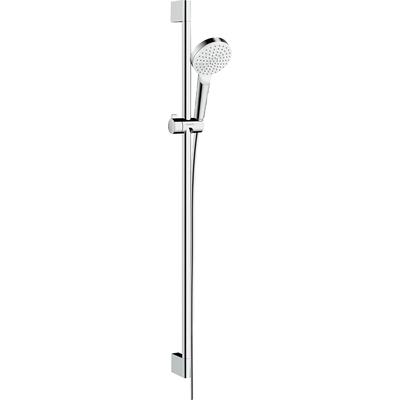 Brausegarnitur HANSGROHE "Crometta", weiß (weiß, chrom), Messing, Brausegarnituren, 10cm, mit Duschstange 90cm, Weiß/chr