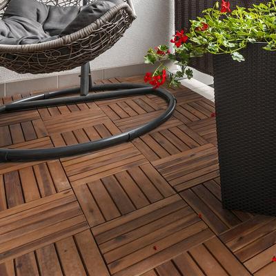Holzfliese Akazie 30 x 30 cm Terrassenplatten Klicksystem Außen Klickfliesen Balkon Image