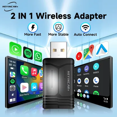 2025 NEW HEYINCAR 2in1 Smart Wireless Android Auto Adapter Carplay Wireless For Volvo Mg Benz