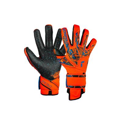 Torwarthandschuhe REUSCH "Attrakt Fusion Guardian", Damen, Gr. 10, orange (orange, blau), 79% Elastodien, 17% Polyester, 4% Polyamid, mehrfarbig, sportlich, Handschuhe, mit Evolution Negative Cut