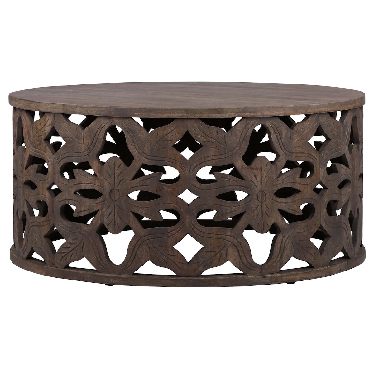 WOMO-DESIGN Couchtisch Dschidda Ø100×45 cm, Natur, Mangoholz, handgefertigt, Vintage Unikat Image