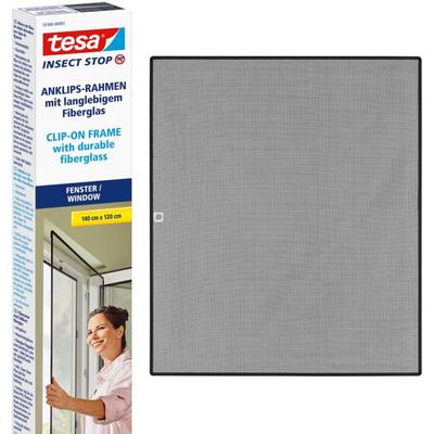 tesa Insect Stop Clip On - Fliegengitter zum Einklicken am Fenster - zuschneidbarer Rahmen, Netz Image
