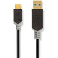Usb cable usb 32 gen 1 usb a male usb c male 60 w 5 gbps gold plated 100 m round pvc anthracite