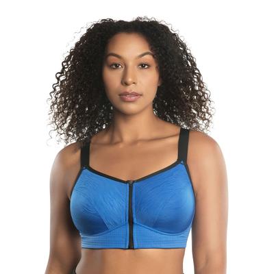 Plus Size Women's Wave Front Zipper Sports Bra by Parfait in Nautical Blue (Size 38 I)