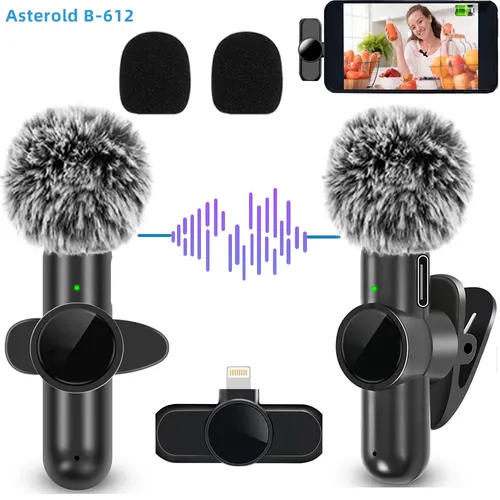 Microphone Lavalier sans fil 2.4G, suppression du bruit, enregistrement Audio et vidéo pour IPhone/iPad/Android/Xiaomi/Samsung, micro de jeu en direct