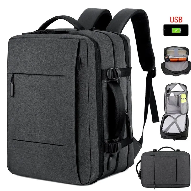 Sac à dos de voyage pour hommes, sac à dos d'affaires, sac USB extensible pour l'école, grande capacité, ordinateur portable, étanche, mode