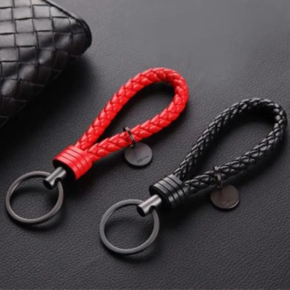 2 Pz/set Cuoio DELL'UNITÀ di elaborazione Intrecciato Corda Tessuta Portachiavi FAI DA TE Borsa Del Pendente Portachiavi Chiave Auto Gingillo Portachiavi Uomo Donna Regalo Gioielli