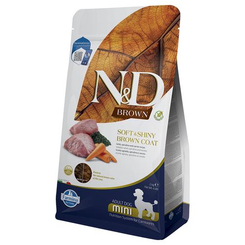 2kg N&D Dog Brown Adult Mini Lamm, Karotte und Spirulina Hundefutter trocken