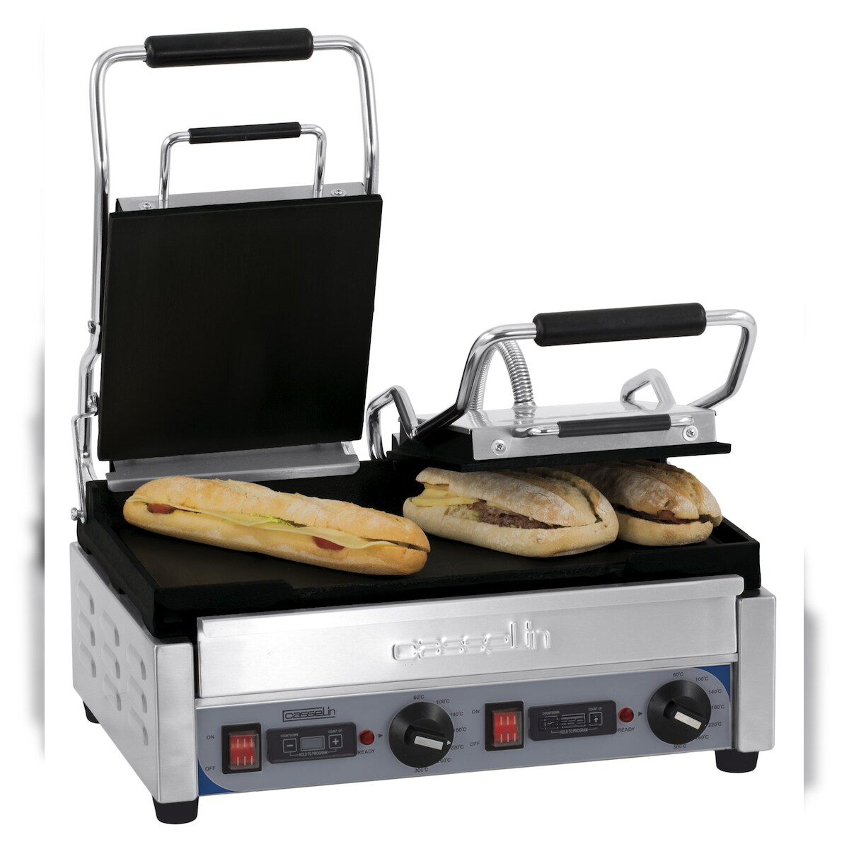 Panini Grill 2-fach - Premium - Glatt / Glatt mit Timer CGP2LLPT Casselin Image