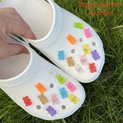 TEMU 20pcs/set Cute Luminous Colorful Little Bear Shoe Charms For Diy Accessories Clogs (slighting Enough Light Can Make The Luminous Effect Better)