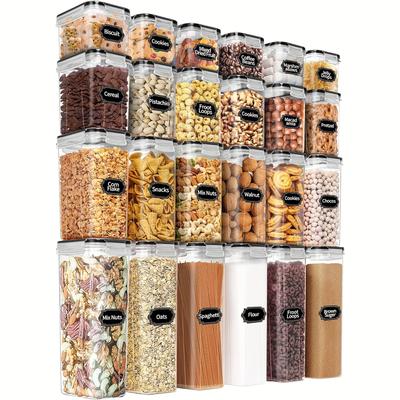 TEMU Skroam Airtight Food Storage Containers Set With - 24pcs, Bpa Free Kitchen And Pantry Organization, Plastic Leak-proof Canisters For Cereal Flour & Sugar - Labels & Marker