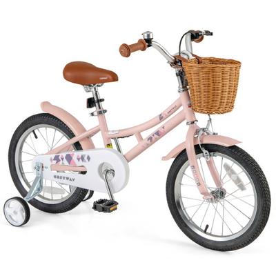 Costway 16 Inch Kids Bike Retro Bicycle with Adjustable Height and Basket for Ages 4-7 Years Old-16 inches