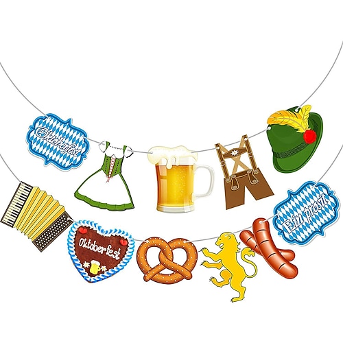 deutsch oktoberfest party pull flag münchen banner blau weiß checker urlaub dekoration zubehör Image