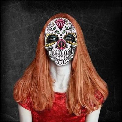 Tag der Toten Maske, Zuckerschädel, Vollgesichtsmaske, mexikanische Maskerademaske, Kostüm, Halloween-Kostüm, Zubehör für Damen und Herren, Halloween-Skelett-Dekoration Image