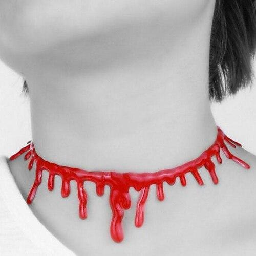 Schneiden Sie blutige Halsketten Halloween Requisiten Schmuck unregelmäßige blutbefleckte Halsketten Halloween kreative Halsketten