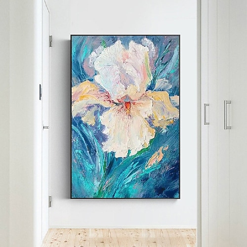 Blumenölgemälde handgefertigte Palettenmesser-Weißgemälde auf Leinwand Wandkunst Bilder für Wohnkultur handgemaltes Quadro Cuadros Abstractos Gemälde Image