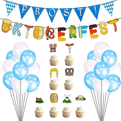 oktoberfest party deko papier banner ziehen fahne wimpel luftballon kuchen einlegekarte wunsch Image