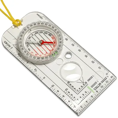 Professional Mini Compass Map Scale Ruler Multifunctional Equipment Outdoor Hiking Camping Survival