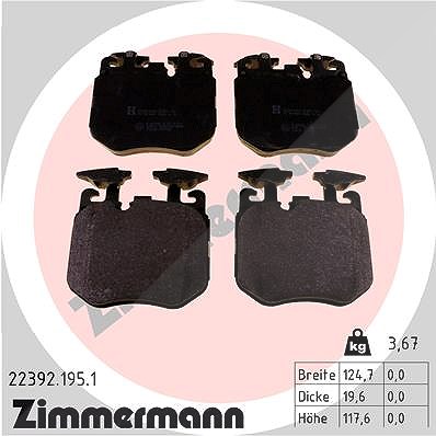 Zimmermann Bremsbelagsatz, Scheibenbremse [Hersteller-Nr. 22392.195.1] für Alpina, BMW