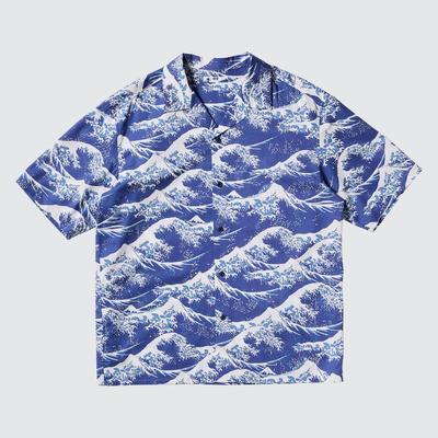 Uniqlo - Hokusai Short Sleeved Shirt - Blue - M