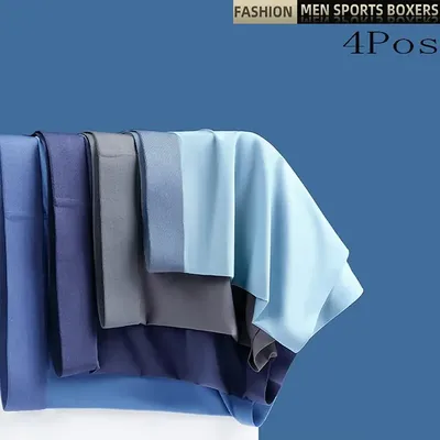 4Pcs Männer Boxer Eis Seide Mann Unterwäsche Boxer Graphene Männer Unterhose Atmungsaktiv Bequeme Image