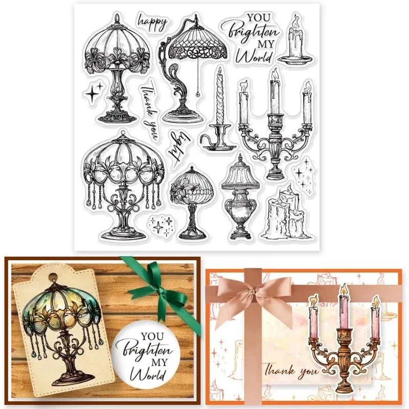 1pc Vintage Lampe Kerze Klare Stempel Mittelalterliche Tischlampe Klare Stempel Vintage Licht Silikon Stempel für DIY Scrapbooking Foto