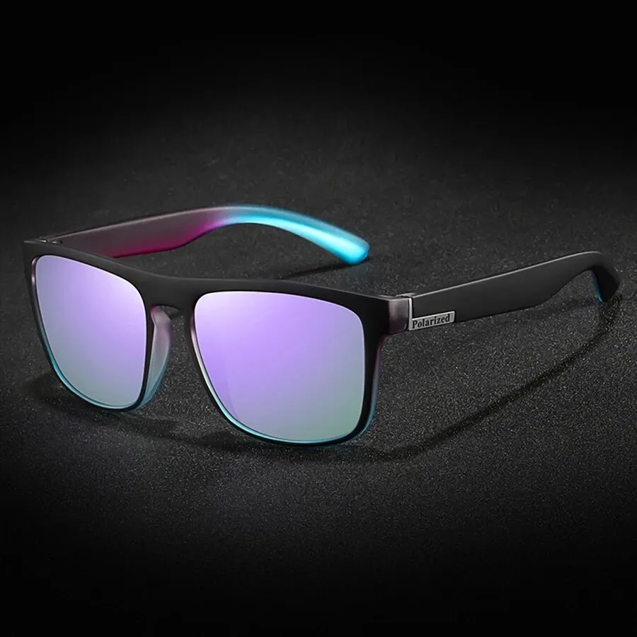 Lunettes de soleil polarisées violettes pour hommes et femmes, lunettes de soleil carrées rétro, lunettes de sport, lunettes de conduite, lunettes de pêche dégradées, lunettes à grande monture, UV400,