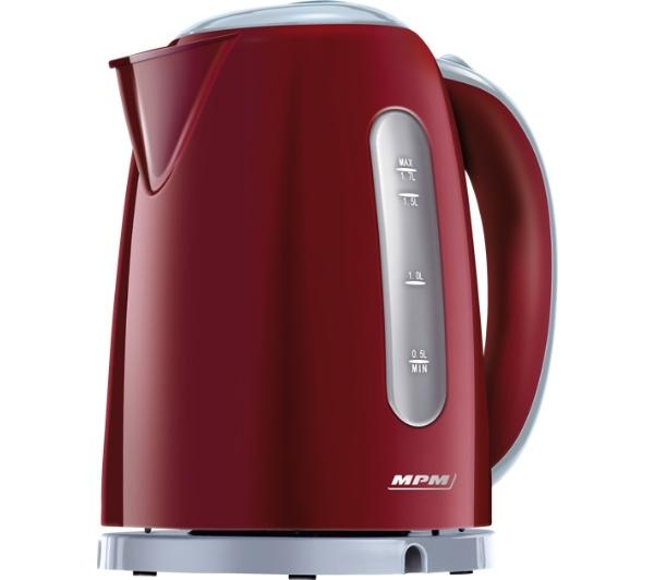 MPM MCZ-85/B2 Elektrischer Wasserkocher, 1,7 l, BPA-frei, verdecktes Heizelement, kabellos, automatische Abschaltung, rot, 2200 W Image