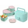 Lunchbox Lunchbox Bentobox für Kinder Löffelgabel Lunchbehälter 3-integrierte 860ml Nachhaltige